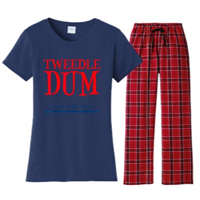 Tweedle Dum IM With Dee Lazy Couple Halloween Costumes Women's Flannel Pajama Set