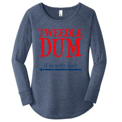 Tweedle Dum IM With Dee Lazy Couple Halloween Costumes Women's Perfect Tri Tunic Long Sleeve Shirt