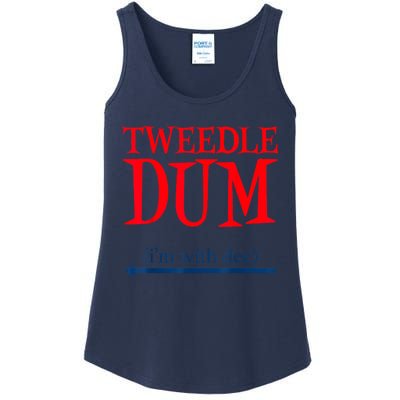 Tweedle Dum IM With Dee Lazy Couple Halloween Costumes Ladies Essential Tank