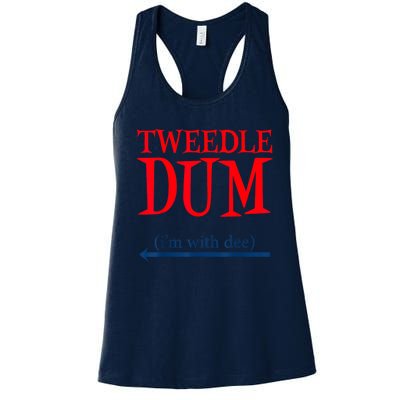 Tweedle Dum IM With Dee Lazy Couple Halloween Costumes Women's Racerback Tank