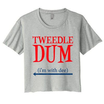 Tweedle Dum IM With Dee Lazy Couple Halloween Costumes Women's Crop Top Tee