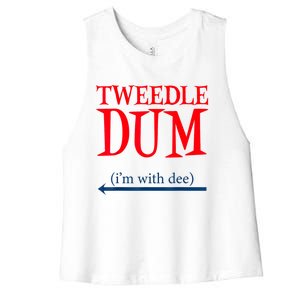 Tweedle Dum IM With Dee Lazy Couple Halloween Costumes Women's Racerback Cropped Tank