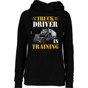 Truck Driver In Training Womens Funnel Neck Pullover Hood