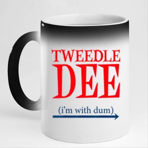 Tweedle Dee IM With Dum Lazy Couple Halloween Costumes 11oz Black Color Changing Mug