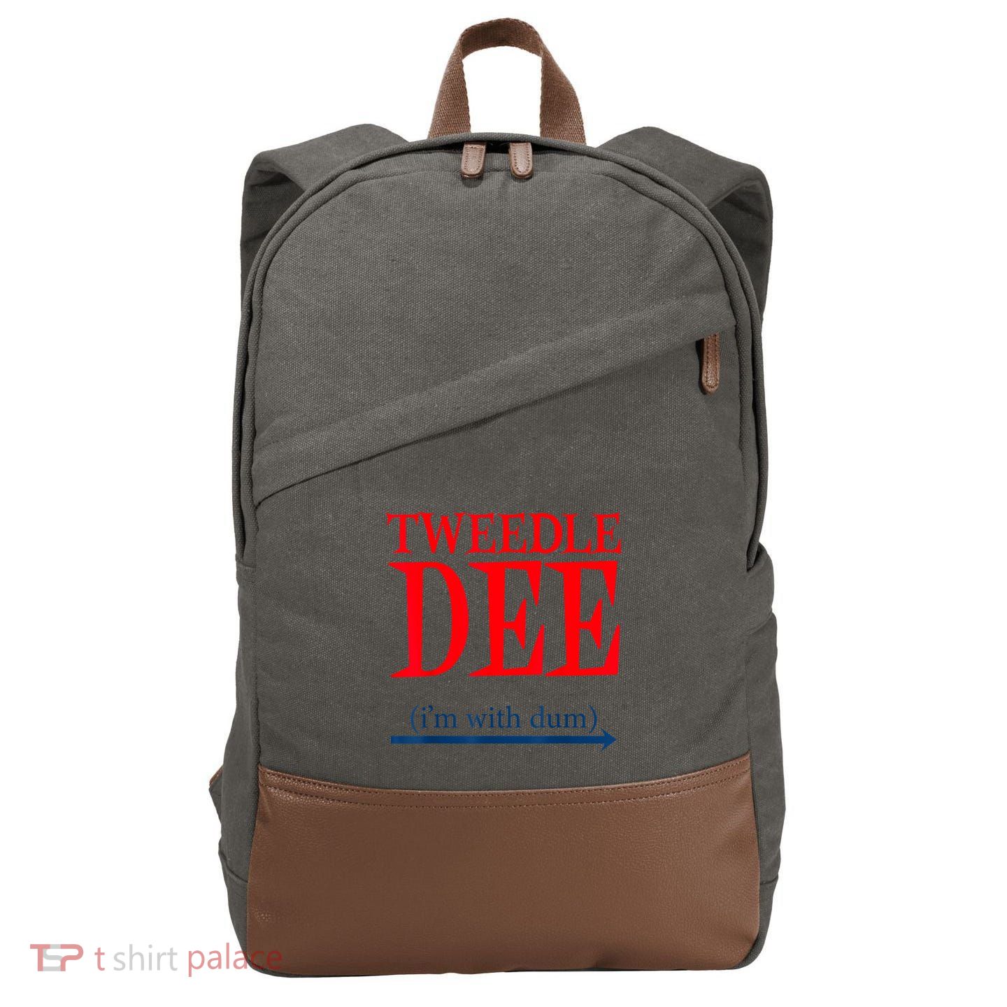 Tweedle Dee IM With Dum Lazy Couple Halloween Costumes Cotton Canvas Backpack