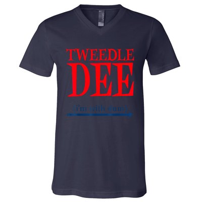 Tweedle Dee IM With Dum Lazy Couple Halloween Costumes V-Neck T-Shirt