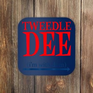 Tweedle Dee IM With Dum Lazy Couple Halloween Costumes Coaster