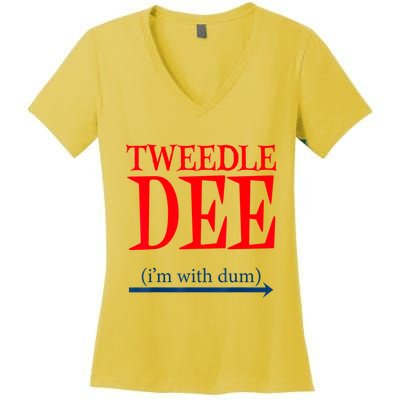 Tweedle Dee IM With Dum Lazy Couple Halloween Costumes Women's V-Neck T-Shirt