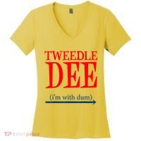 Tweedle Dee IM With Dum Lazy Couple Halloween Costumes Women's V-Neck T-Shirt