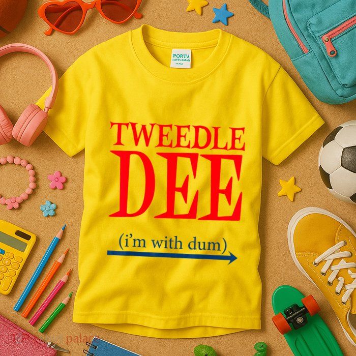 Tweedle Dee IM With Dum Lazy Couple Halloween Costumes Kids T-Shirt