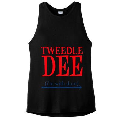Tweedle Dee Im With Dum Lazy Couple Halloween Ladies PosiCharge Tri-Blend Wicking Tank