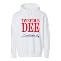 Tweedle Dee Im With Dum Lazy Couple Halloween Garment-Dyed Fleece Hoodie