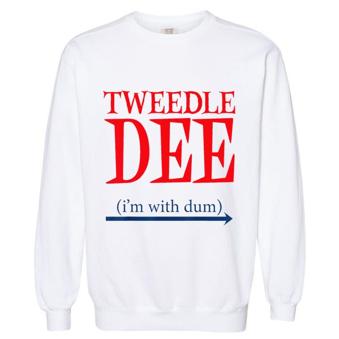 Tweedle Dee Im With Dum Lazy Couple Halloween Garment-Dyed Sweatshirt