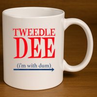 Tweedle Dee Im With Dum Lazy Couple Halloween 11oz C Handle Ceramic Mug