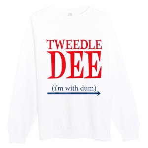 Tweedle Dee Im With Dum Lazy Couple Halloween Premium Crewneck Sweatshirt