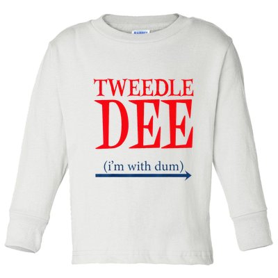 Tweedle Dee Im With Dum Lazy Couple Halloween Toddler Long Sleeve Shirt