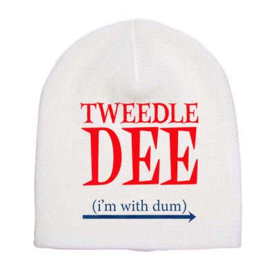 Tweedle Dee Im With Dum Lazy Couple Halloween Short Acrylic Beanie
