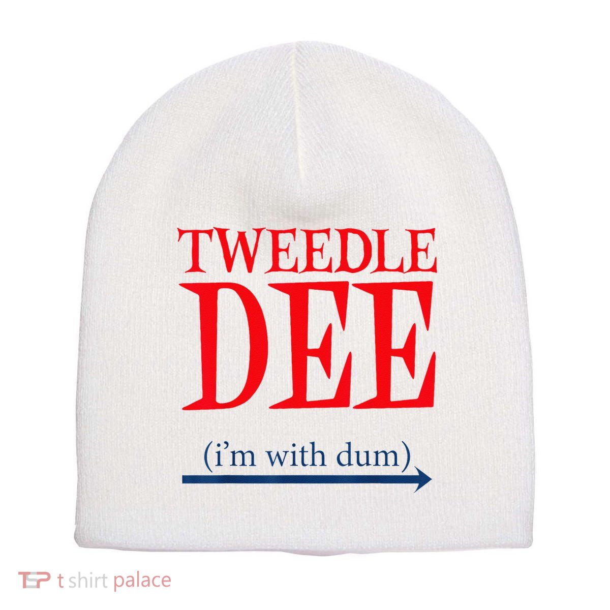 Tweedle Dee Im With Dum Lazy Couple Halloween Short Acrylic Beanie