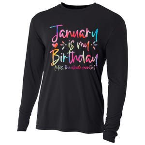 Tie Dye January Is My Birthday Yes The Whole Month Birthday Cooling Performance Long Sleeve Crew