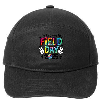 Tie Dye Just Here For Field Day 2025 Peace Sign Teacher Kids 7-Panel Snapback Hat
