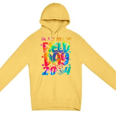 Tie Dye Just Here For Field Day 2024 Peace Sign Teacher Premium Pullover Hoodie