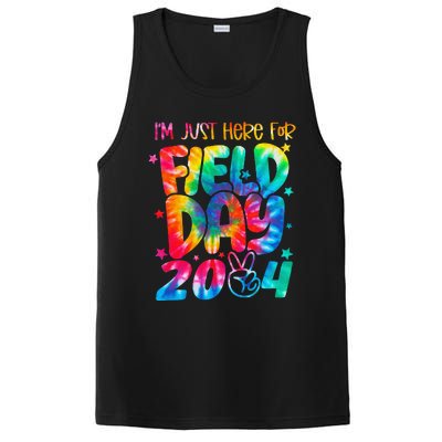 Tie Dye Just Here For Field Day 2024 Peace Sign Teacher PosiCharge Competitor Tank