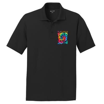 Tie Dye Just Here For Field Day 2024 Peace Sign Teacher PosiCharge RacerMesh Polo