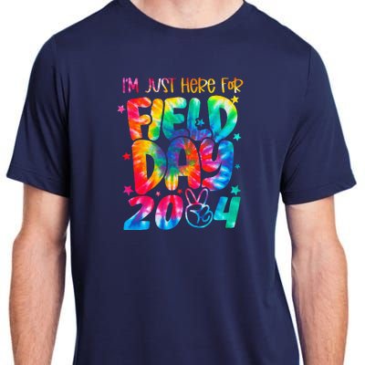 Tie Dye Just Here For Field Day 2024 Peace Sign Teacher Adult ChromaSoft Performance T-Shirt