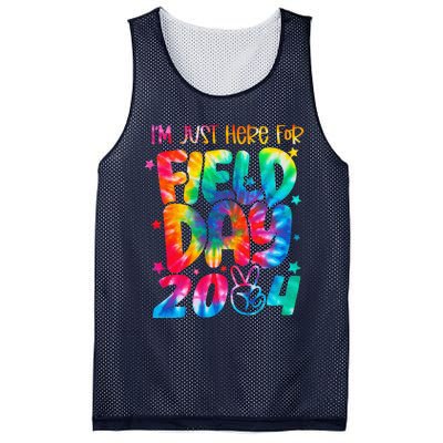 Tie Dye Just Here For Field Day 2024 Peace Sign Teacher Mesh Reversible Basketball Jersey Tank