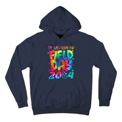 Tie Dye Just Here For Field Day 2024 Peace Sign Teacher Tall Hoodie