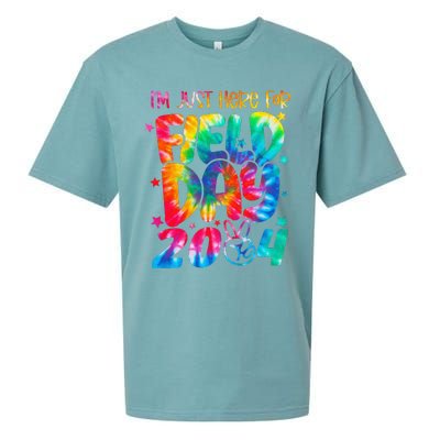 Tie Dye Just Here For Field Day 2024 Peace Sign Teacher Sueded Cloud Jersey T-Shirt