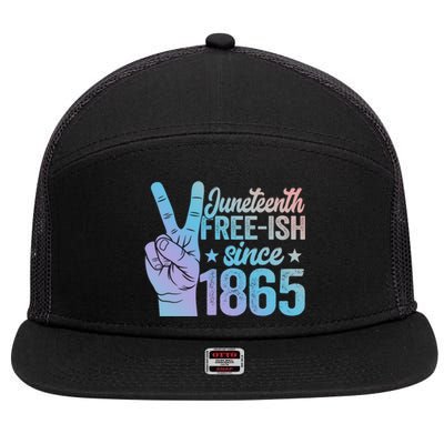 Tie Dye Juneteenth Black History Freegiftish Since 1865 African Gift 7 Panel Mesh Trucker Snapback Hat