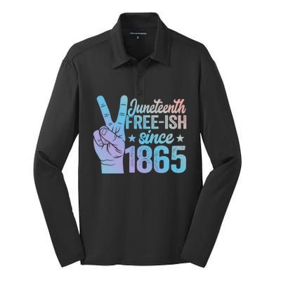 Tie Dye Juneteenth Black History Freegiftish Since 1865 African Gift Silk Touch Performance Long Sleeve Polo