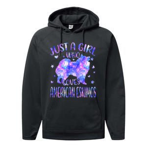 Tie Dye Just A Who Loves American Eskimos Dog Lover Performance Fleece Hoodie