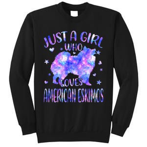 Tie Dye Just A Who Loves American Eskimos Dog Lover Tall Sweatshirt