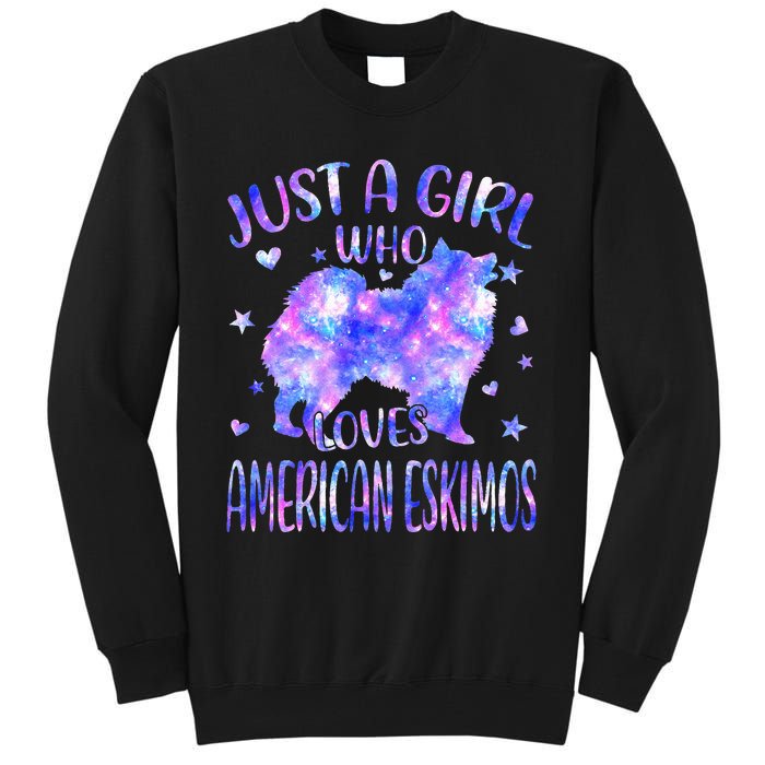 Tie Dye Just A Who Loves American Eskimos Dog Lover Tall Sweatshirt