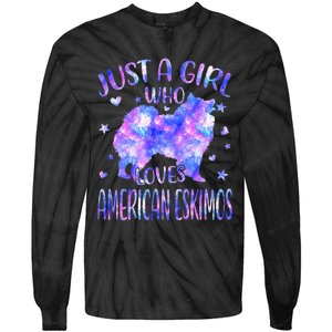 Tie Dye Just A Who Loves American Eskimos Dog Lover Tie-Dye Long Sleeve Shirt