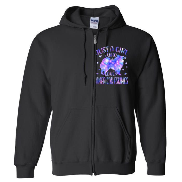 Tie Dye Just A Who Loves American Eskimos Dog Lover Full Zip Hoodie