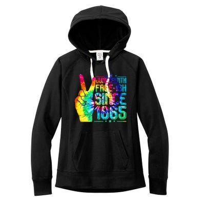 Tie Dye Juneteenth Freecool Giftish Since 1865 Black History Melanin Funny Gift Women's Fleece Hoodie