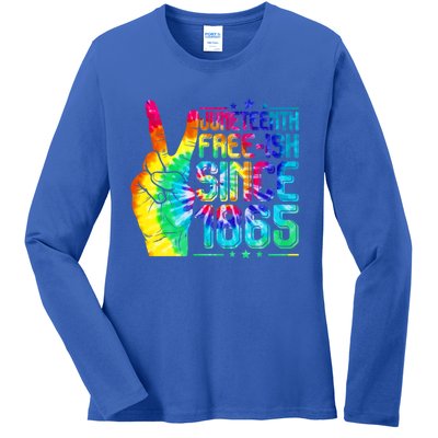 Tie Dye Juneteenth Freecool Giftish Since 1865 Black History Melanin Funny Gift Ladies Long Sleeve Shirt