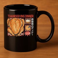 Thanksgiving Dinner Japanese 11oz C Handle Ceramic Mug