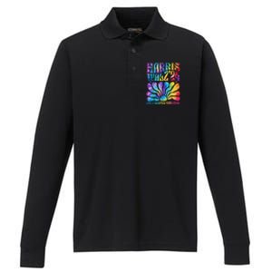 Tie Dye Kamala Harris Tim Waltz Harris Waltz 2024 Election Gift Performance Long Sleeve Polo