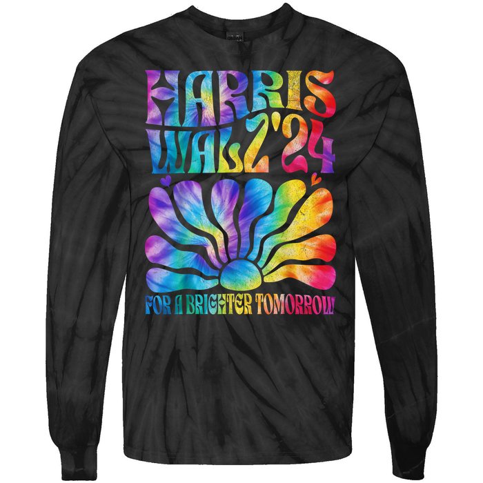 Tie Dye Kamala Harris Tim Waltz Harris Waltz 2024 Election Gift Tie-Dye Long Sleeve Shirt