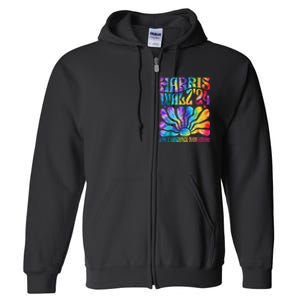 Tie Dye Kamala Harris Tim Waltz Harris Waltz 2024 Election Gift Full Zip Hoodie