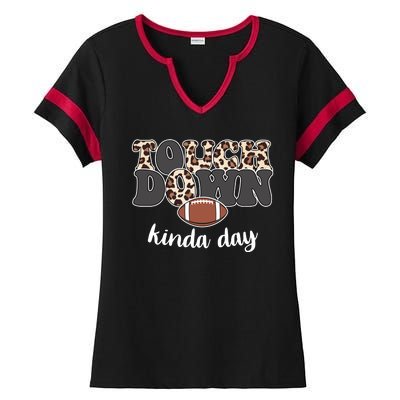 Touch Down Kinda Day Football Lover Ladies Halftime Notch Neck Tee