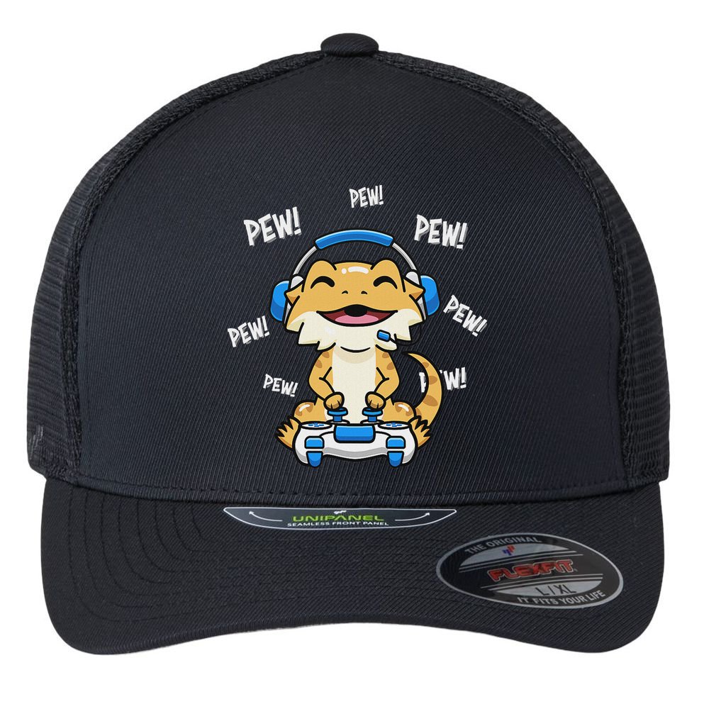 Tiny Dinosaur Kawaii Gamer Bearded Dragon Lover Flexfit Unipanel Trucker Cap