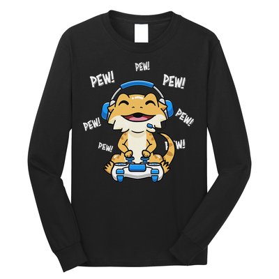 Tiny Dinosaur Kawaii Gamer Bearded Dragon Lover Long Sleeve Shirt