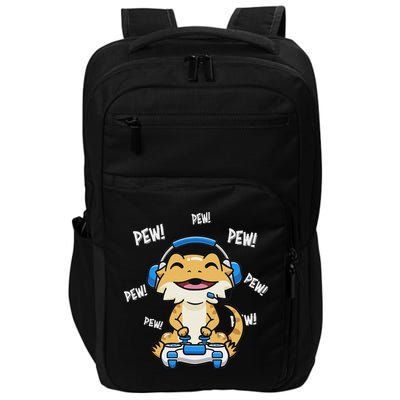 Tiny Dinosaur Kawaii Gamer Bearded Dragon Lover Impact Tech Backpack
