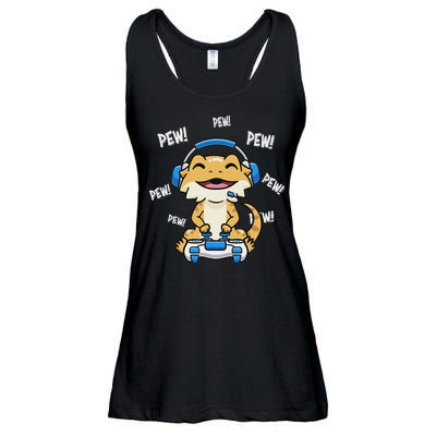 Tiny Dinosaur Kawaii Gamer Bearded Dragon Lover Ladies Essential Flowy Tank