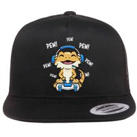Tiny Dinosaur Kawaii Gamer Bearded Dragon Lover Flat Bill Trucker Hat
